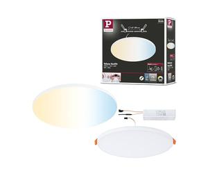 Paulmann 79957 Panel LED empotrable Veluna VariFit Edge 200mm redondo, blanco ajustable, control de la luz blanca, blanco, plástico, plafón
