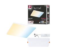 Paulmann 79959 Panel LED empotrable Veluna VariFit Edge 200x200 mm cuadrado, blanco ajustable, control de la luz blanca, blanco, plástico, plafón