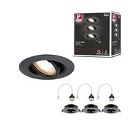 Paulmann 92111 - Foco empotrado, kit de 3 orientable redondo, 90 mm, 30° GU10 máx. 3x10W 230 V Negro Luminaria empotrada - Luminaria sin bombilla