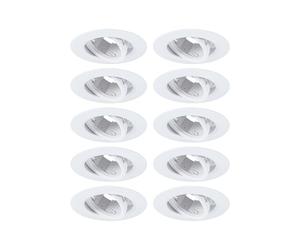 Paulmann 92115 - Foco empotrado, kit de 10 orientable redondo, 90 mm, 30 °, GU10 máx. 10x10W 230 V Blanco Luminaria empotrada - Luminaria sin bombilla