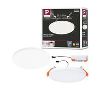 Paulmann 92388 Panel LED, luminaria empotrable Veluna VariFit IP44, 125 mm, redondo, incl. 1x8,5 W, luminaria de techo, satinado, plástico 3000 K