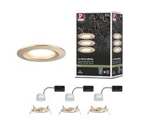 Paulmann 92405 Nova Coin - Foco empotrado (LED, IP44, redondo, 78 mm, 3 x 6 W, 3 x 470 lm, 230 V, 2700 K, color dorado mate