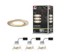 Paulmann 92407 Nova Coin - Foco empotrado LED (3-Step-Dim, IP44, redondo, 74 mm, 3 x 6 W, 3 x 470 lm, 230 V, regulable 2700 K, color dorado mate