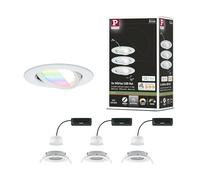 Paulmann 92433 Nova-Foco Empotrado (84 mm, 50 °, RGBW+, 3 x 6 W, 3 x 500 LM, 230 V), Color Blanco Esmerilado, Aluminio Fundido a presión