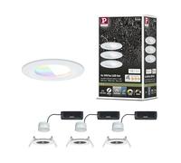 Paulmann 92449 Nova Coin - Foco empotrado (LED, IP44, redondo, 78 mm, RGBW+, 3 x 6 W, 3 x 500 lm, 230 V), color blanco esmerilado, aluminio fundido a presión