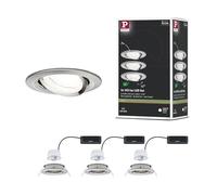 Paulmann 92456 Nova - Foco empotrado (84 mm, 50 °, 3 x 2,8 W, 3 x 505 lm, 230 V, 4000 K, acero cepillado)