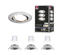 Paulmann 92464 Luminaria empotrable LED Base Smart Home Zigbee juego básico, giratoria, redonda 230V 3x4,9W 3x430lm regul. 90mm acero mate metal 3000K