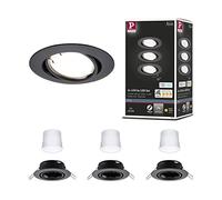 Paulmann 92465 Luminaria empotrable LED Base Smart Home Zigbee juego básico, giratoria, redonda 230V 3x4,9W 3x430lm regul. 90mm negro mate metal 3000K