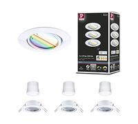 Paulmann 92466 Luminaria empotrable LED Base Smart Home Zigbee juego básico, giratoria, redonda 230V 3x4,9W 3x420lm regulable 90mm blanco metal RGBW+