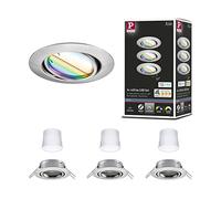 Paulmann 92467 Luminaria empotrable LED Base Smart Home Zigbee juego básico, giratoria, redonda 230V 3x4,9W 3x420lm regul. 90mm acero mate metal RGBW+