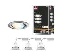 Paulmann 92962 Luminaria empotrable LED Nova Plus SmartHome Zigbee, set, red., orientable 3x6 W Tunable White, reg., acero mate, Spot, alu-zinc 2700 K