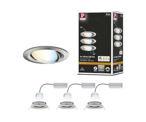 Paulmann 92962 Luminaria empotrable LED Nova Plus SmartHome Zigbee, set, red., orientable 3x6 W Tunable White, reg., acero mate, Spot, alu-zinc 2700 K