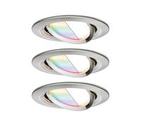Paulmann 92965 Luminaria empotrable LED Nova Plus Smart Home Zigbee, juego, red., orientable 3x2,5 W RGBW reg., acero mate, Spot, aluminio-zinc 2700 K