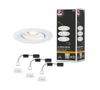 Paulmann 92971 Luminaria empotrable LED Nova Mini Plus Coin, set de 3, red., orientable 3x4,2 W EasyDim, blanco mate, alu., blanco cálido 2700 K 126 W