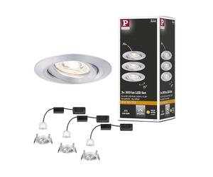 Paulmann 92975 Luminaria empotrable LED Nova Mini Plus Coin, set de 3, red., orientable 3x4,2 W EasyDim, aluminio, lámpara, blanco cálido 2700 K 126 W