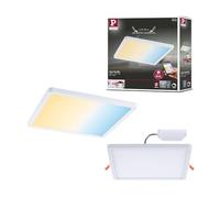 Paulmann 93048 Panel LED, luminaria empotrable Areo VariFit IP44 Zigbee Tunable White 230x230 mm cuadrado incl. 1x16 W reg., blanco, plástico 3000 K