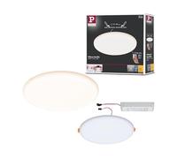 Paulmann 93064 Panel LED, luminaria empotrable Veluna VariFit IP44 3 Step Dim 215 mm redondo incl. 1x21 W, lámpara de techo, satinado, plástico 3000 K