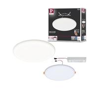 Paulmann 93068 Panel LED, luminaria empotrable Veluna VariFit IP44 3 Step Dim 215 mm redondo incl. 1x22 W, lámpara de techo, satinado, plástico 4000 K