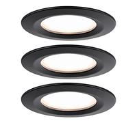 Paulmann 93081 Luminaria empotrable LED Nova Plus in abezal, juego básico rígido IP44 red. 78mm 3x6W 230V regul. 2700K negro mate, foco