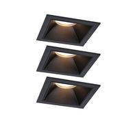 Paulmann 93125 - Foco empotrado (LED, 3 unidades, IP44, cuadrado, 88 x 88 mm, 3 x 6 W, 3 x 470 lm, 230 V, 2700 K, color negro