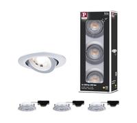 Paulmann 93389 Luminaria empotrable LED, juego de 3, orientable, redonda 82mm 3x6W 3x580lm 230V 3000K cromo mate, red., proyector de techo, plástico
