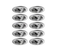 Paulmann 93399 Luminaria empotrable LED Base, redonda, orientable máx. 10x10 W, foco empotrable, acero mate, lámpara empotrable, metal, foco de techo, GU10