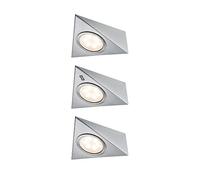 Paulmann Lámpara LED bajo armario 93572 - paquete 3 con sensor, 3x2,8 W, 2700K, acero mate y cristal