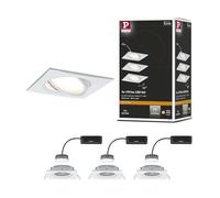 Paulmann 93678 Luminaria empotrable LED Nova Plus, set de 3, cuad., orientable, 3x6,8 W reg., foco empotrable, blanco mate, Spot, aluminio, 2700 K