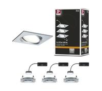 Paulmann 93680 Luminaria empotrable LED Nova Plus, cuadrada, orientable, incl. 3x6,8 W, regulable, foco empotrable, aluminio, foco, aluminio, lámpara empotrable 2700 K