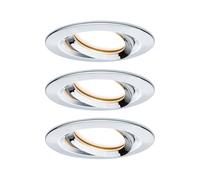 Paulmann 93684 Luminaria empotrable LED Nova Plus, juego de 3, redonda, orientable, 3x6,8 W IP65 reg., foco empotrable, cromo, Spot, aluminio 2700 K
