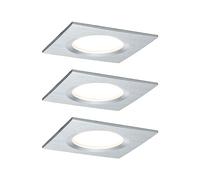 Paulmann 938.95 Juego de luminaria empotrable Premium Coin Slim, cuadrada, fija, LED 3x6,8 W 2700 K 230 V 51 mm, aluminio torneado/aluminio 93895 Foco, foco empotrable, luminaria empotrable