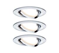Paulmann 93880 Luminaria empotrable LED, Coin, foco empotrable plano Slim, proyector de techo redondo 3x6,8 W, cromo, regulable y orientable, empotrable y regulable IP23 resistente a agua pulverizada
