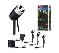 Paulmann 94242 Juego básico foco Plug & Shine Pike, luminaria exterior LED, redonda, incl. 3x2,2 W, regulable, antracita, plástico, 3000 K blanco cálido