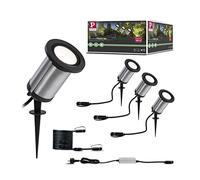 Paulmann 94286 Luminaria exterior Plug & Shine LED, foco Classic, juego básico incl. 3x5,1 W IP65 protección contra chorros de agua, antracita, iluminación para jardín, metal, blanco cálido 3000 K