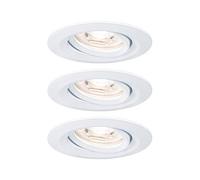 Paulmann 94293 Luminaria empotrable Nova Mini LED Coin, set de 3, redonda, orientable 3x4 W, foco techo, blanco mate, aluminio, blanco cálido 2700 K