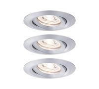 Paulmann 94297 Luminaria empotrable Nova Mini LED Coin, set de 3, redonda, orientable 3x4 W, foco techo, alu. torneado, aluminio, blanco cálido 2700 K