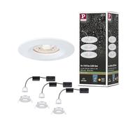 Paulmann 94299 Luminaria empotrable Nova Mini LED Coin, juego de 3, redonda, fija 3x4 W foco techo, blanco mate, aluminio, blanco cálido 2700 K 12 W