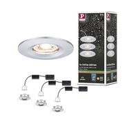 Paulmann 94303 Luminaria empotrable Nova Mini LED Coin, juego de 3, redonda, fija 3x4 W foco de techo, cromo, aluminio, blanco cálido 2700 K 12 W