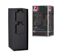 Paulmann 94313 Columna de enchufes exterior RIO, 4 enchufes, máx. 3650 W, iluminación exterior, antracita, iluminación para jardín, acero inoxidable, control