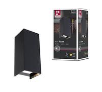 Paulmann 94326 Luminaria exterior LED, aplique exterior Flame, juego de 2, IP44, cuadrado, incl. 2x2,8 W, antracita, aluminio, 3000 K