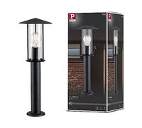 Paulmann 94397 Luminaria exterior, baliza Classic IP44, regulable, iluminación exterior, gris oscuro, lámpara exterior, metal, cristal, lámpara de jardín E27