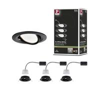 Paulmann, juego de 3 focos Nova Coin redondos orientables, negro mate