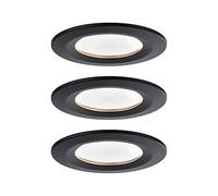 Paulmann 94473 Luminaria empotrable LED Nova, Coin, set de 3, redonda/fija 3x6,5 W blanco cálido, foco empotrable, negro mate, Spot, aluminio, 2700 K