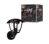 Paulmann 94647 Luminaria exterior aplique Classic Curved con det.movim. IP44 cuadrada máx. 12 W negro, lumin.ext., plástico, luminaria de jardín E27