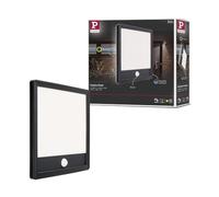 Paulmann 94665 Luminaria exterior LED panel Lamina, detector movim. IP44 cuadr. incl. 1x14,5 W bl. cálido, negro, panel ext. plástico, 3000K