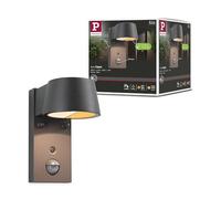 Paulmann 94714 Aplique LED Capea detector de movimientos, respetuoso con los insectos IP44 96x153mm Tunable Warm 6W 450lm 98° negro