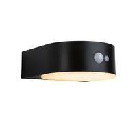 Paulmann 94730 Aplique LED solar Eileen con detector de movimientos IP44 2200K 300lm luz respetuosa con los insectos, negro, luz dorada, recargable
