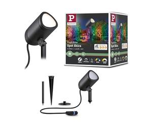 Paulmann 94849 Reflector de jardín LED Plug & Shine Shira Smart Home Zigbee 6,5W 250lm regulable 455mm antracita aluminio RGBW+