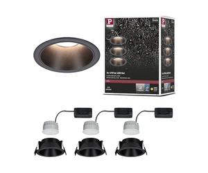 Paulmann 94869 Luminaria empotrable LED 3-Step-Dim Cole set básico juego de 3 uds. IP44 redondo 88 mm Coin 3 x 6 W 3 x 470 lm 230 V 2700 K negro