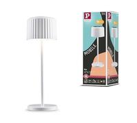 Paulmann 94879 - Luminaria solar LED alimentada por pilas, IP44 2700 K, batería USB-C blanca, luminaria de mesa portátil